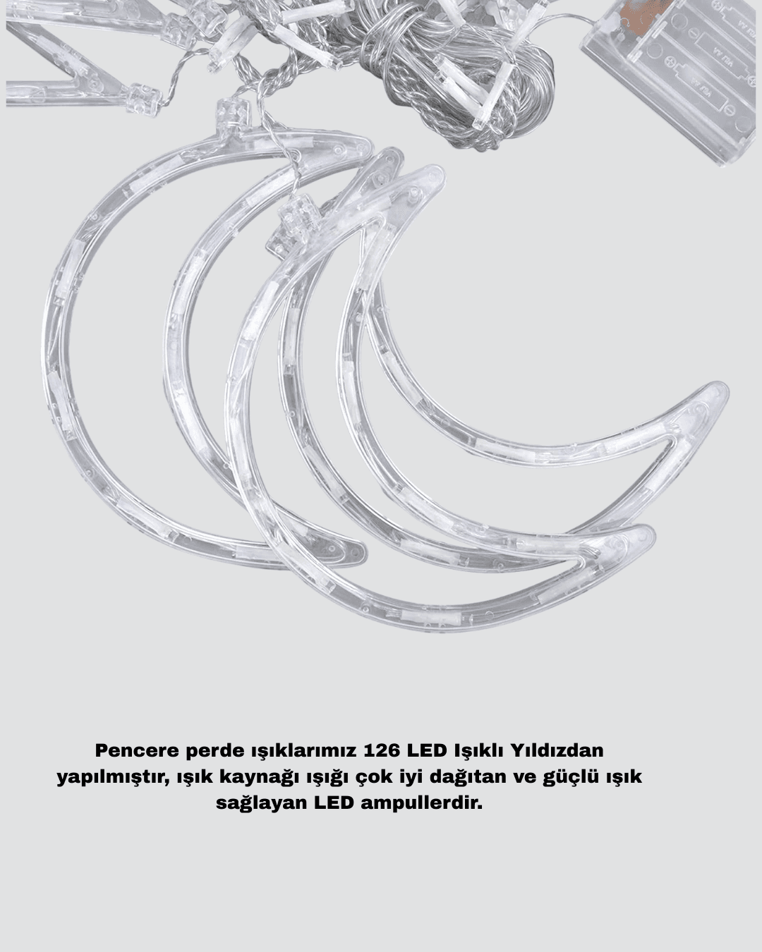 Yıldız ve Ay Figürlü Prizli Perde LED Işık Romantik Ortam Aydınlatması Yeni Nesil