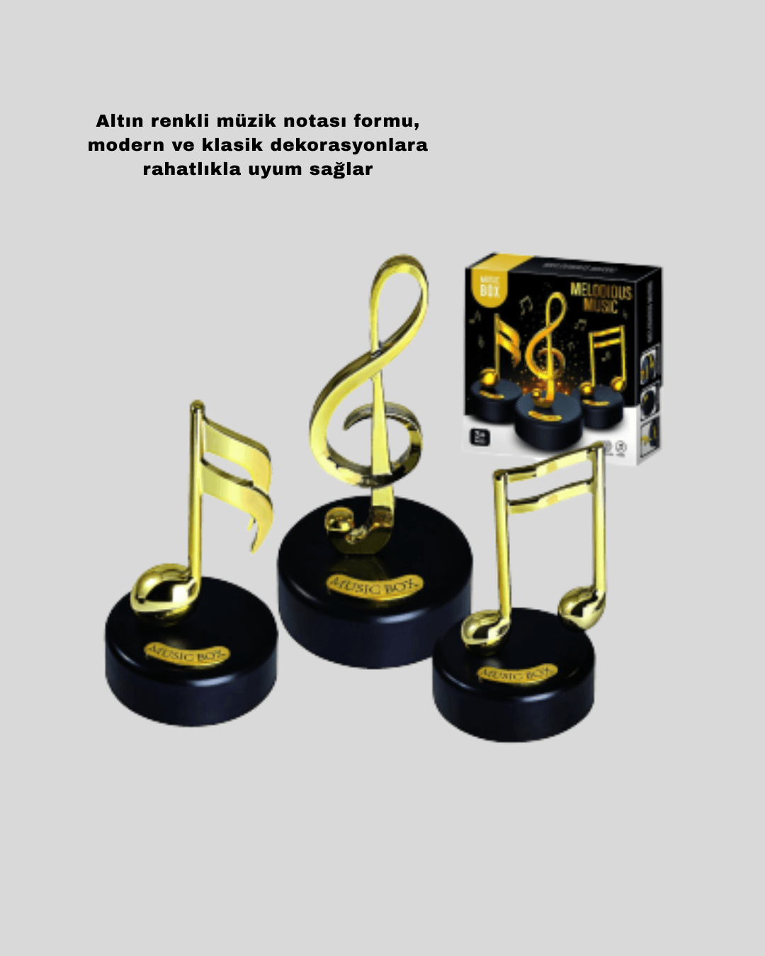 Altın Nota Figürlü Müzik Kutusu